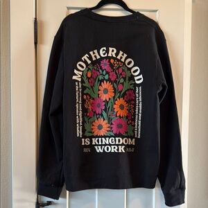 Black Floral Graphic “motherhood” crewneck Sweatshirt